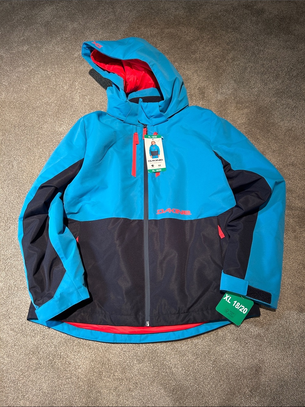 Dakine Bright Blue & Black Youth Ski Jacket with Red Accents